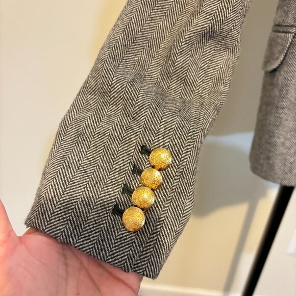 J. Crew Wool Blend Herringbone Goldtone Button Blazer - Picture 11 of 13